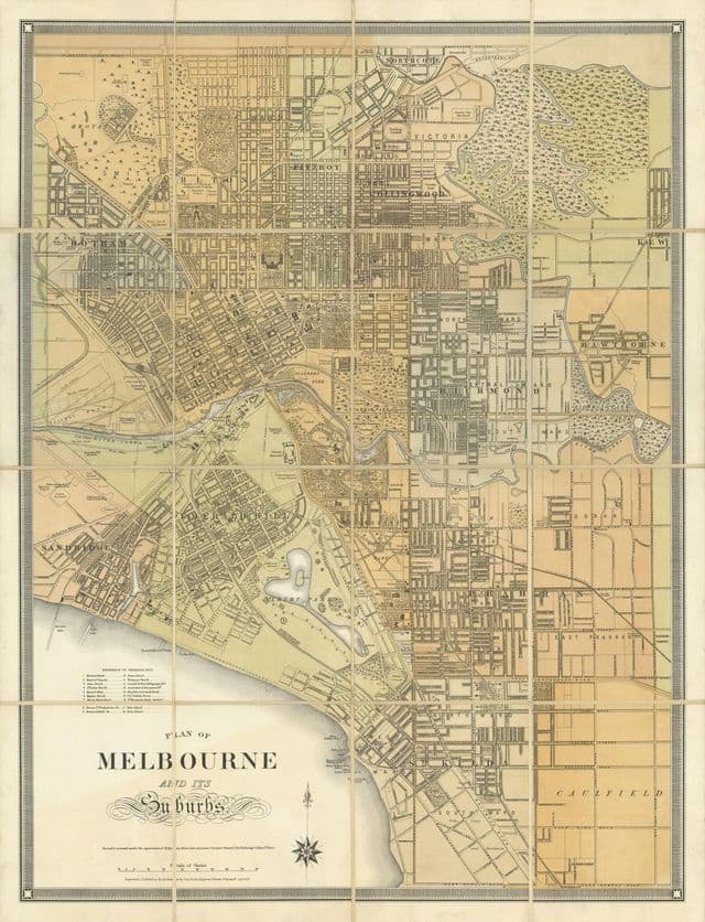 Historyczna mapa Melbourne
