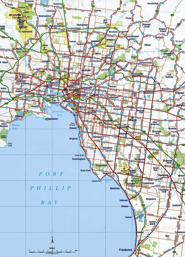 Mapa dróg Melbourne