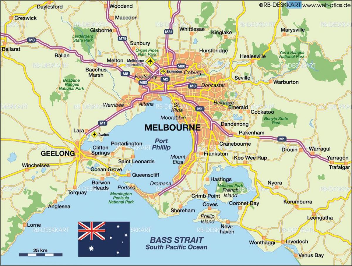 Mapa lotnisk Melbourne