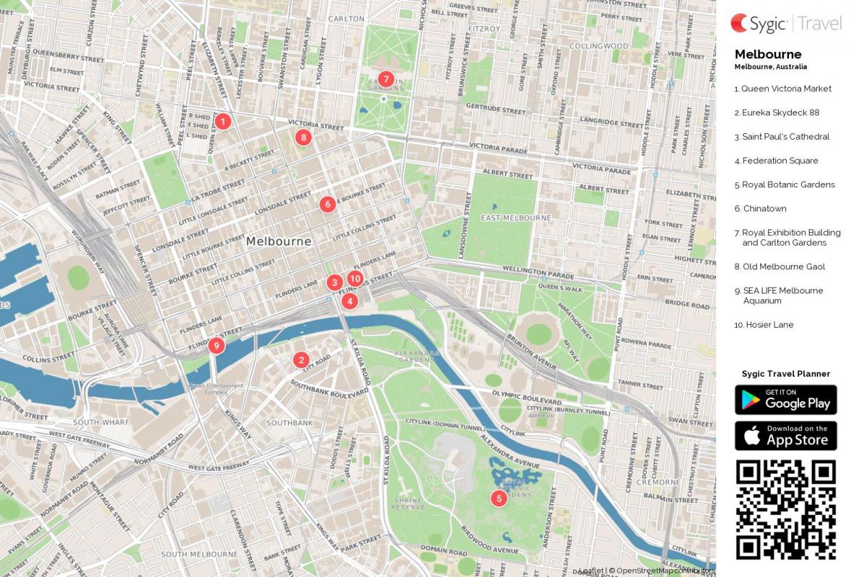 Mapa zabytków Melbourne
