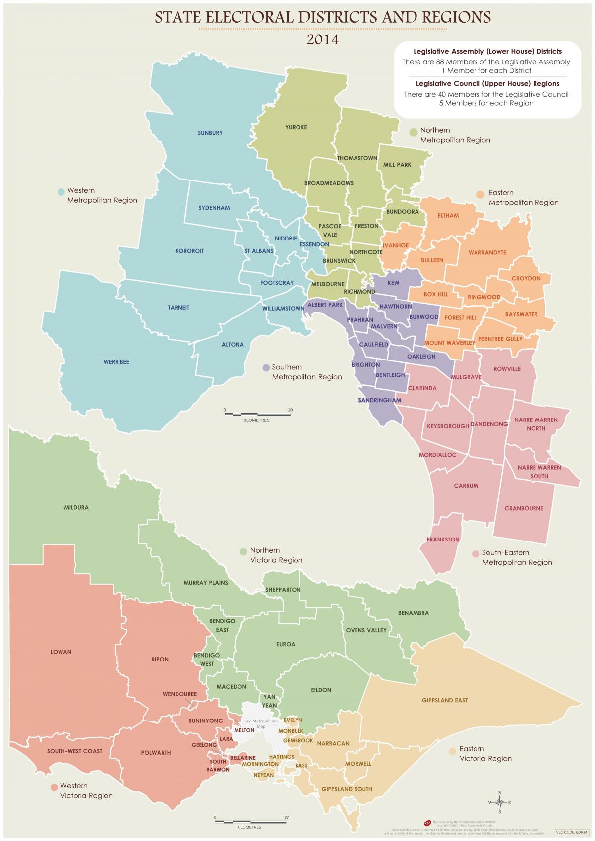 Mapa dzielnicy Melbourne