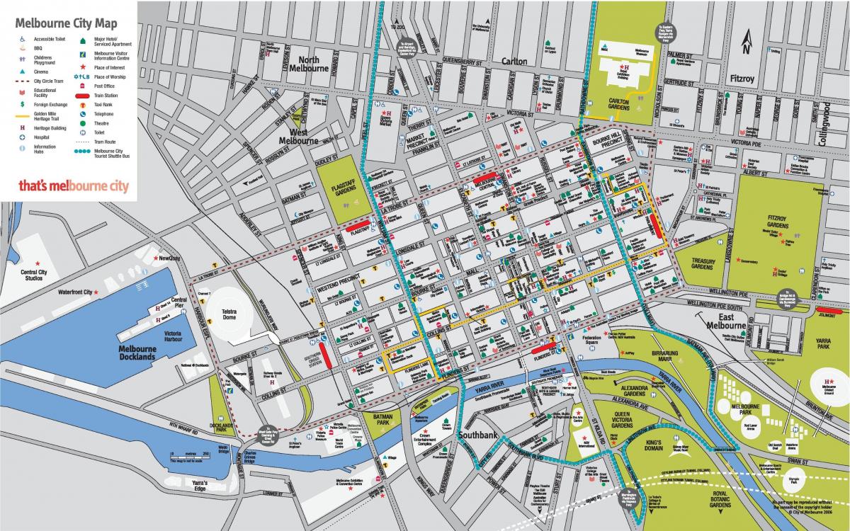 Mapa centrum Melbourne