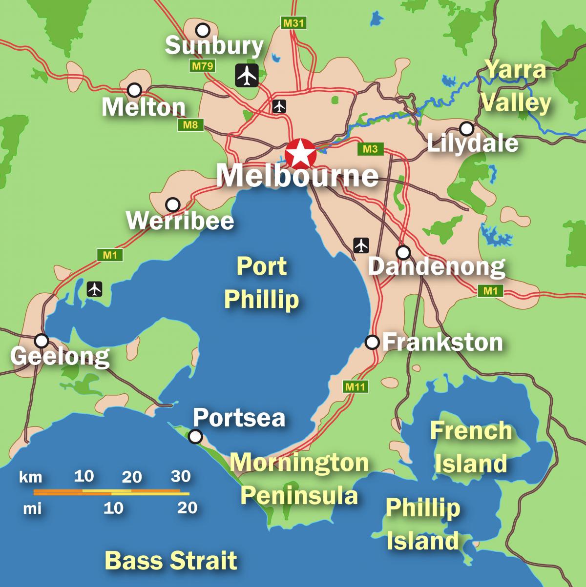 Mapa miasta Melbourne