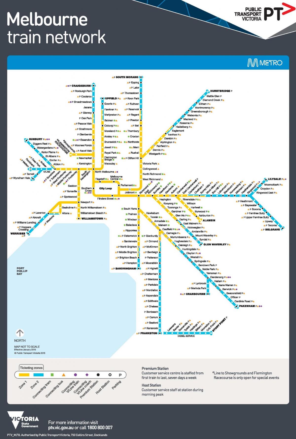 Mapa stacji metra w Melbourne
