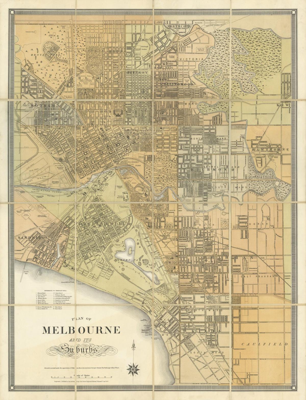 Historyczna mapa Melbourne
