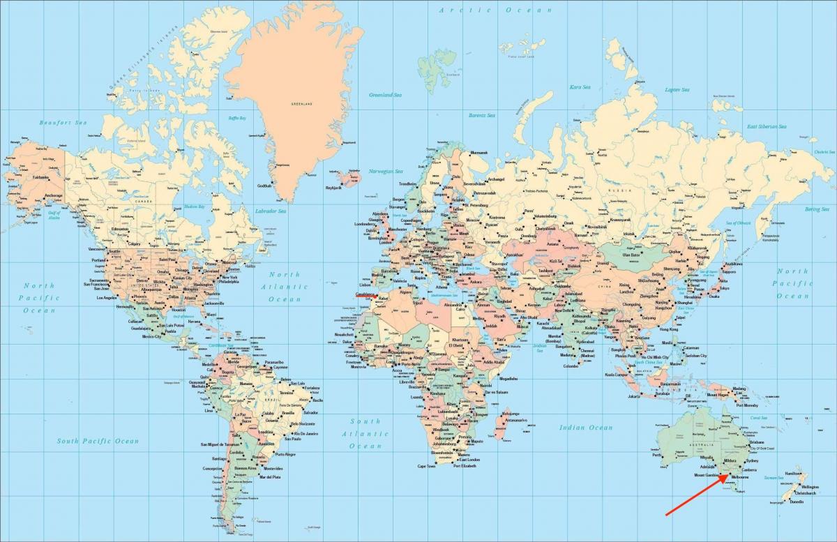 Położenie Melbourne na mapie świata