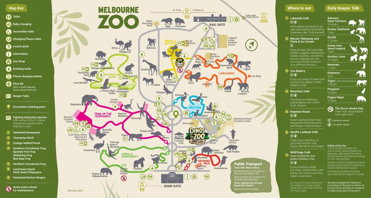 Melbourne zoo park mapa
